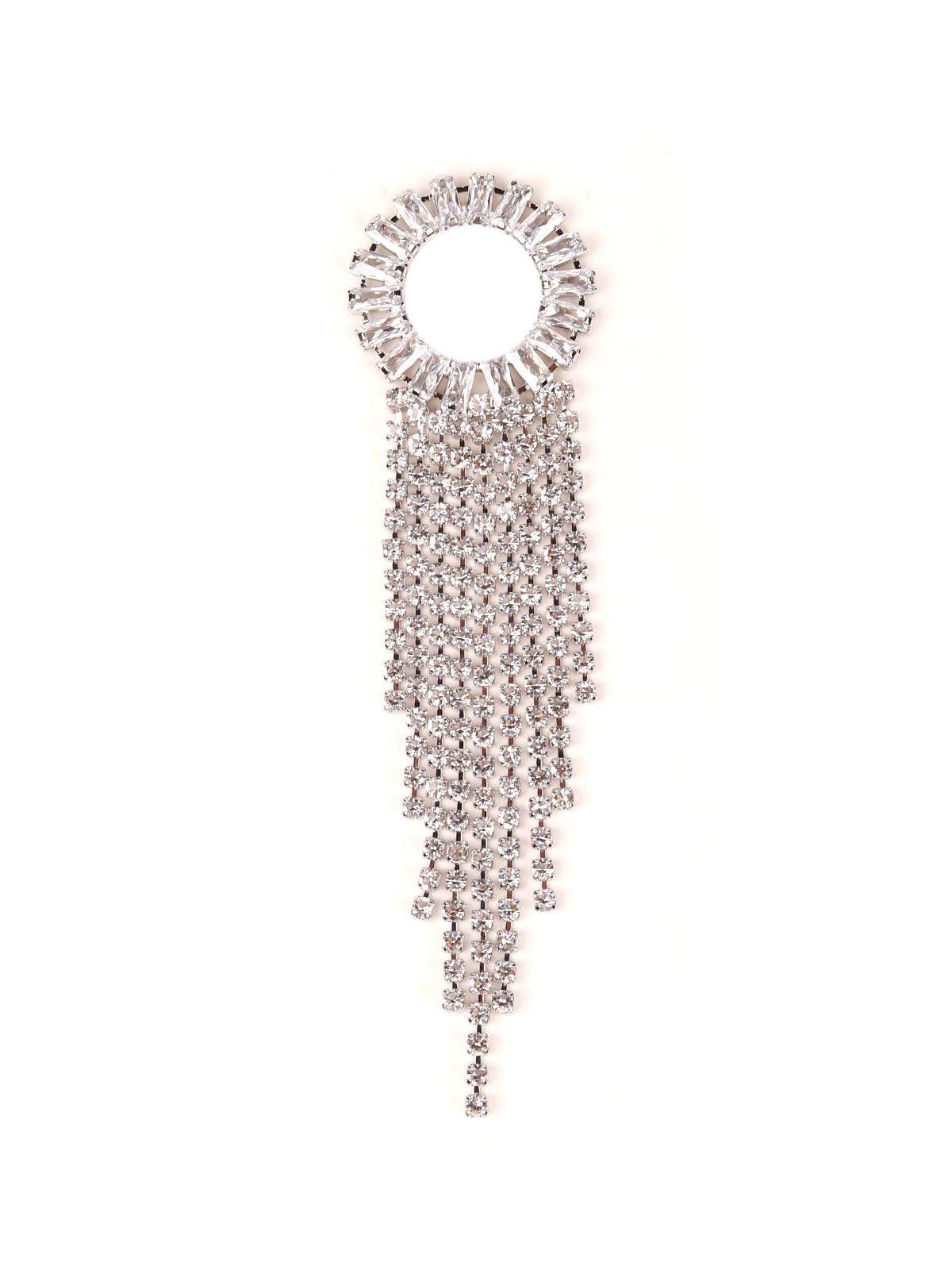 Women's Rounded Crystal Overflowing With Tassels- Silve