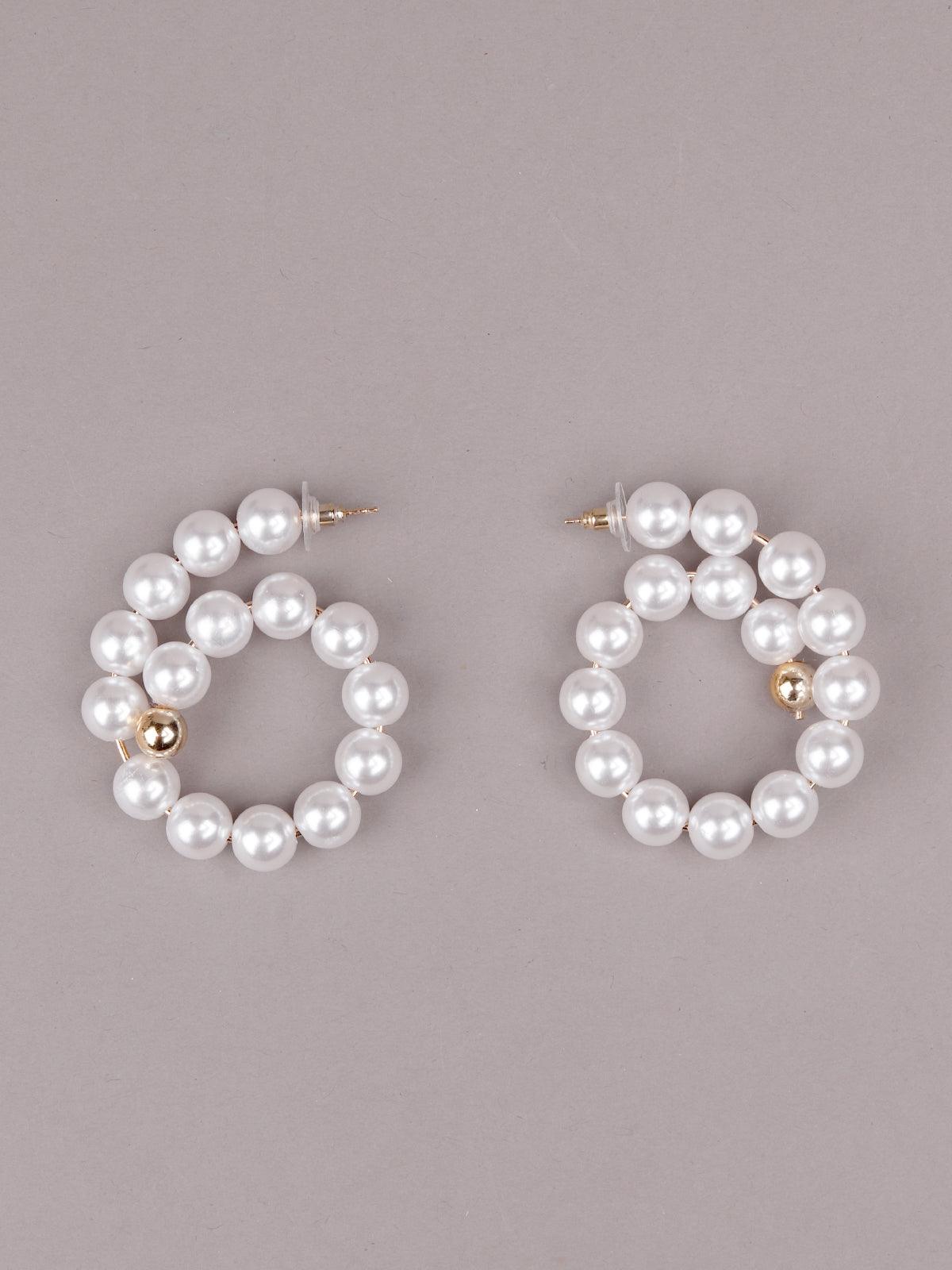 Women's Rounded Faux Pearl Statement Earring