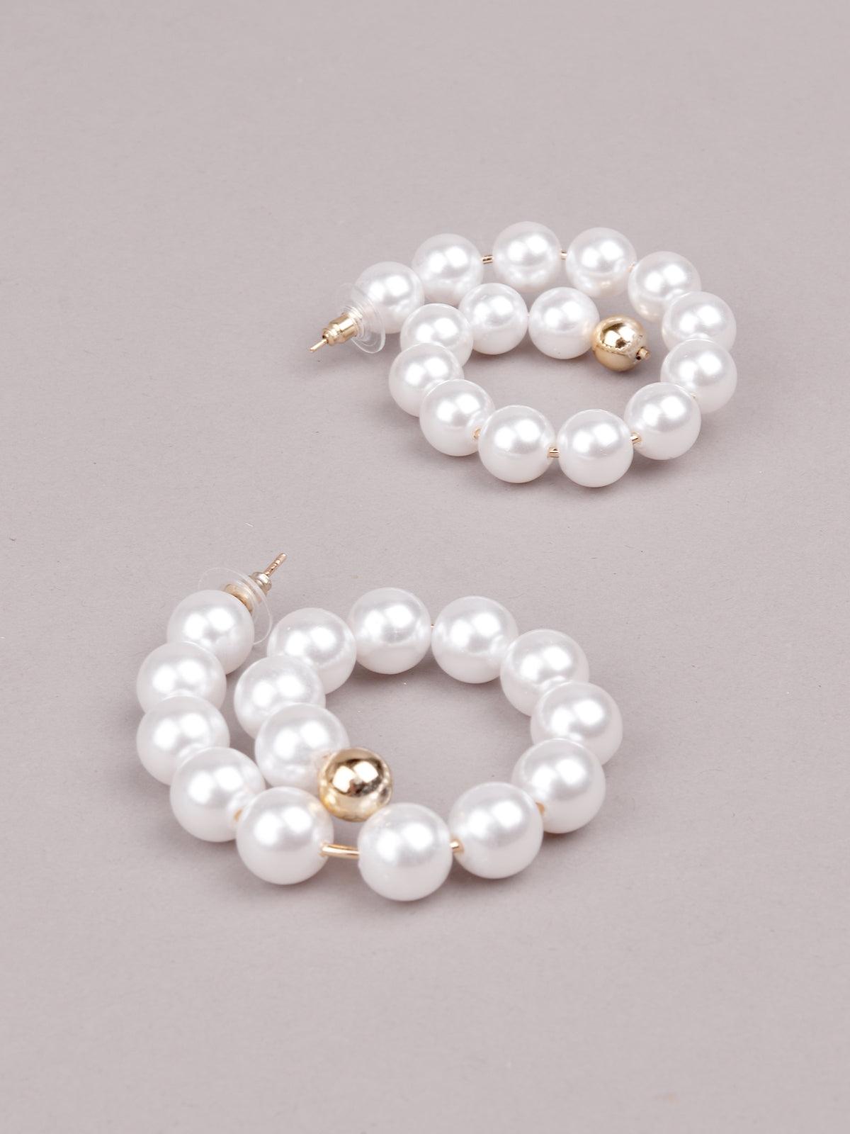 Women's Rounded Faux Pearl Statement Earring