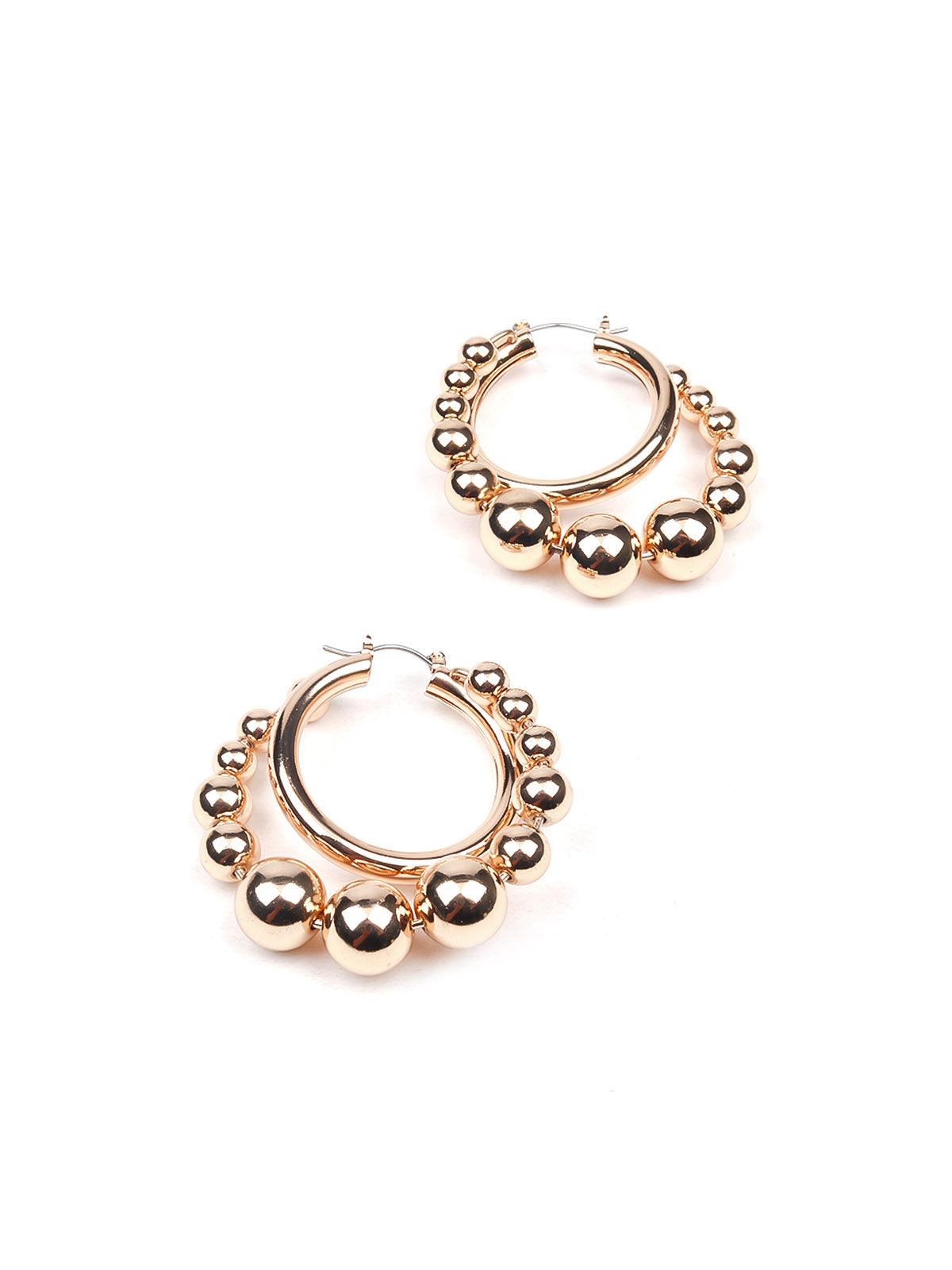 Women's Rounded Gold-Tone Beaded Statement Earring