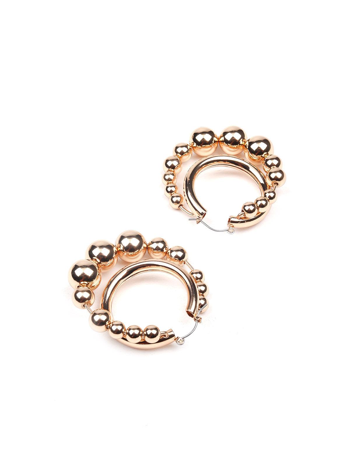 Women's Rounded Gold-Tone Beaded Statement Earring