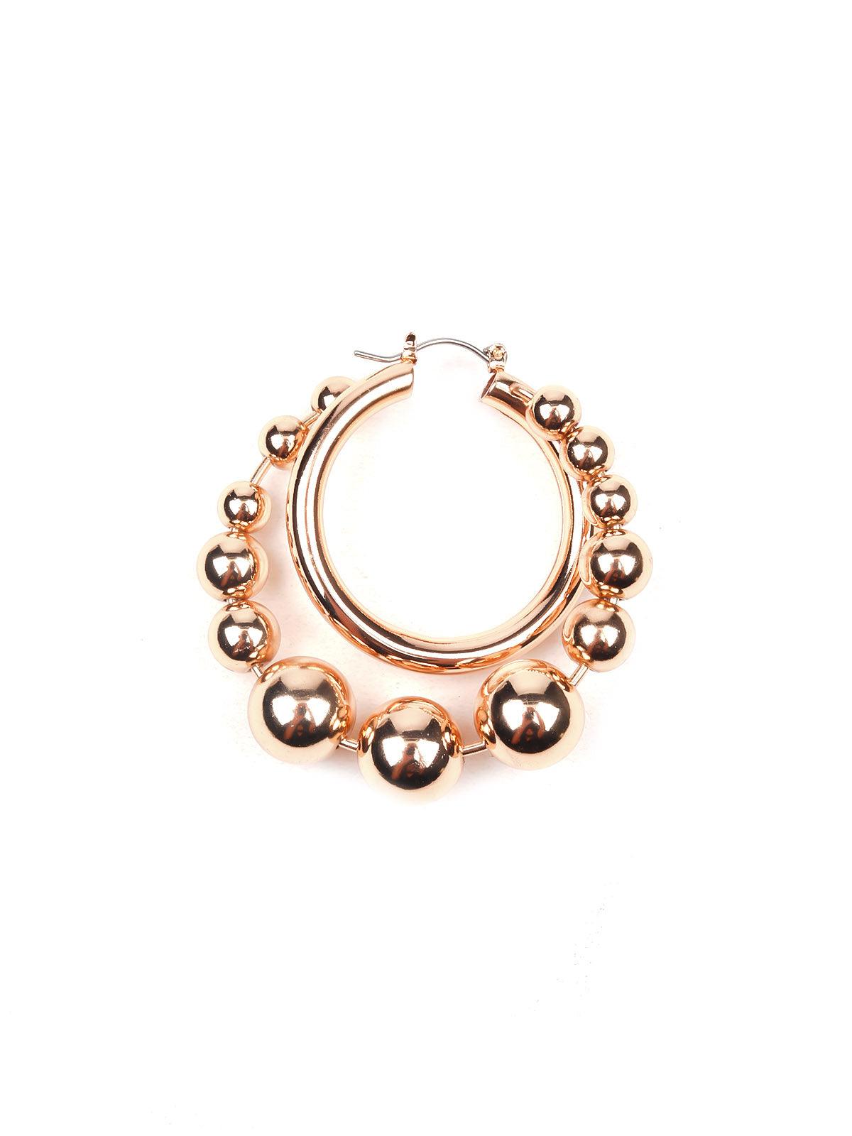 Women's Rounded Gold-Tone Beaded Statement Earring