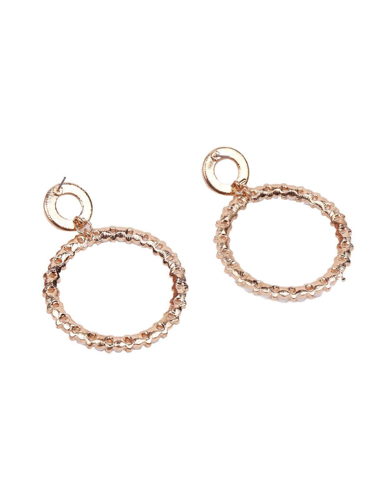 Women's Rounded Hoop Earrings Embellished With Artificial Pearl