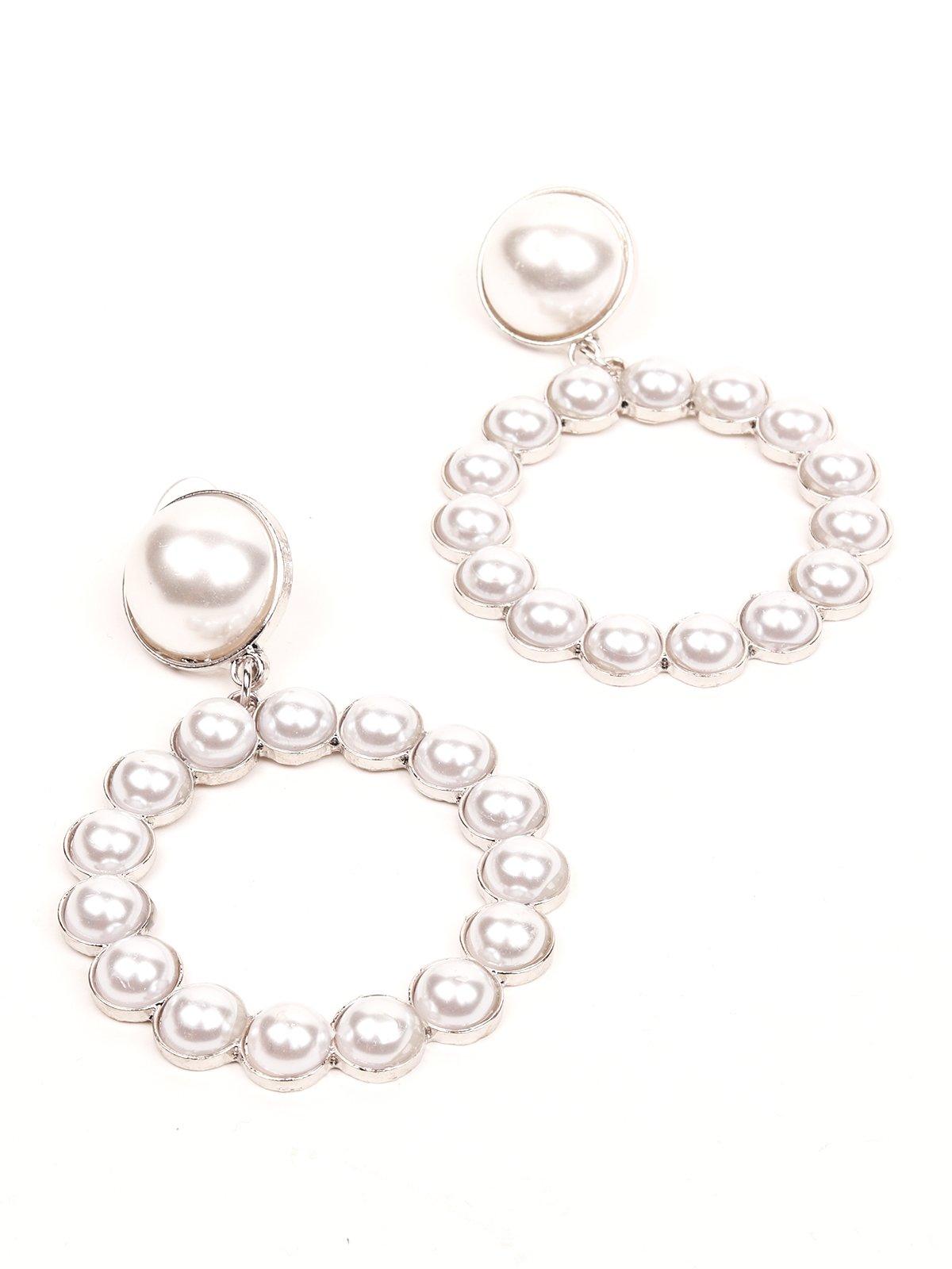 Women's Rounded Hoop Pearl Studded Earring