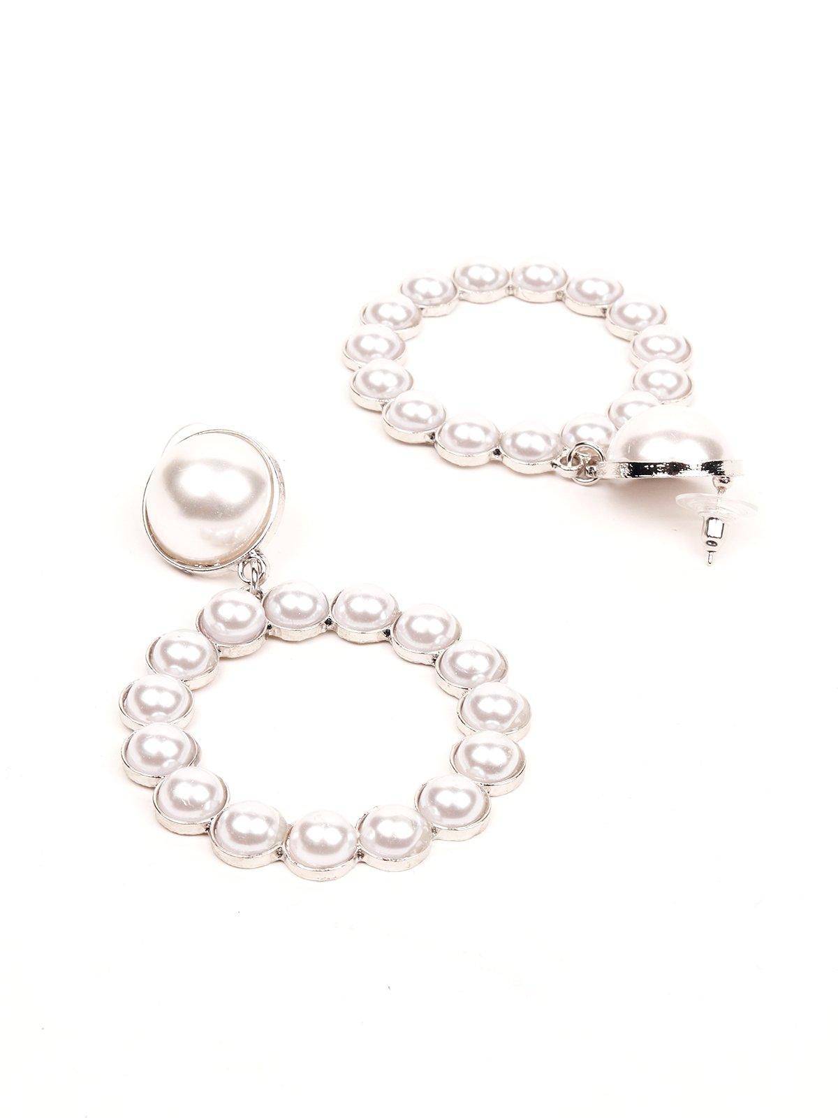 Women's Rounded Hoop Pearl Studded Earring