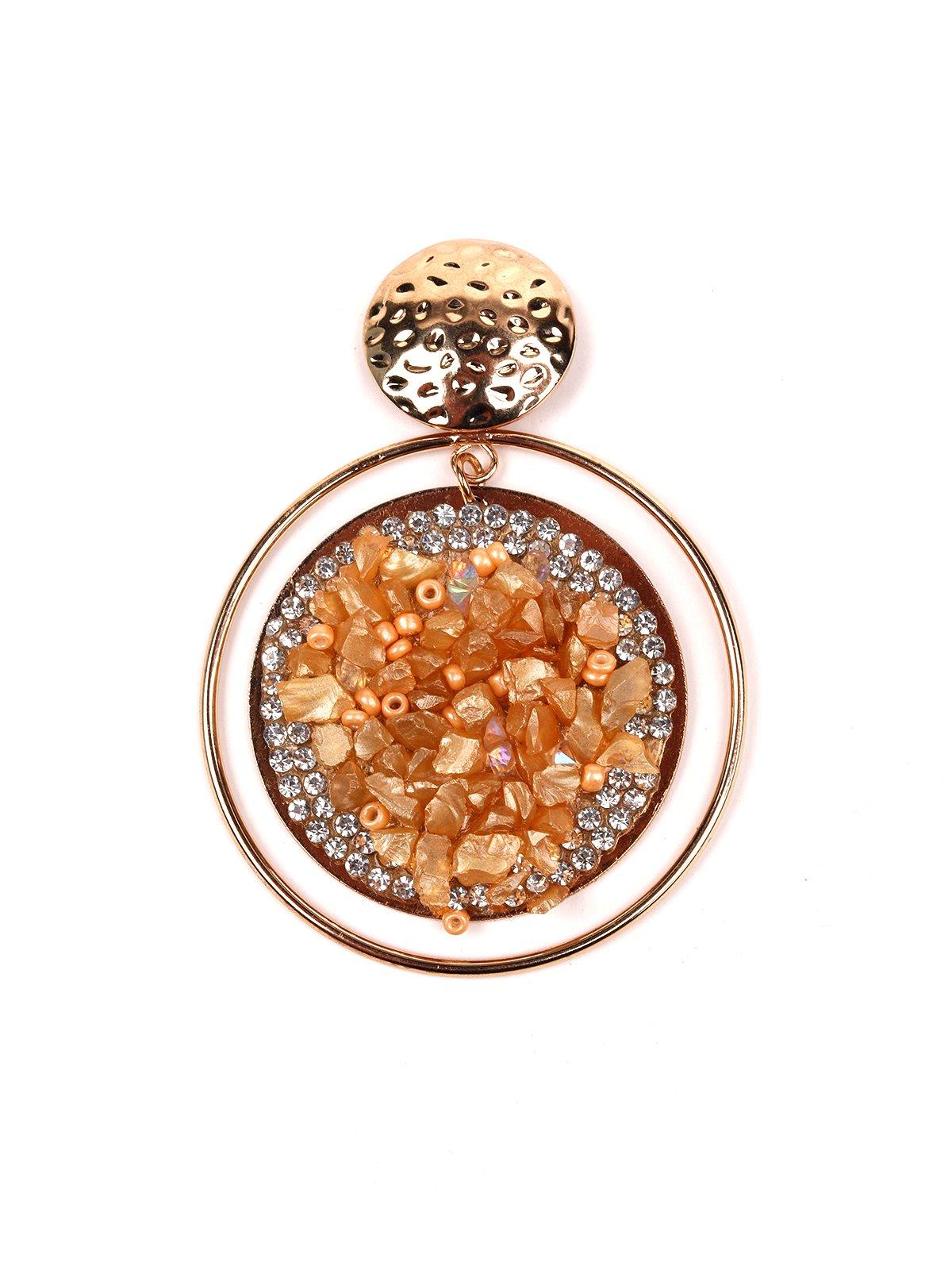 Women's Rounded Orange Studded Statement Earring