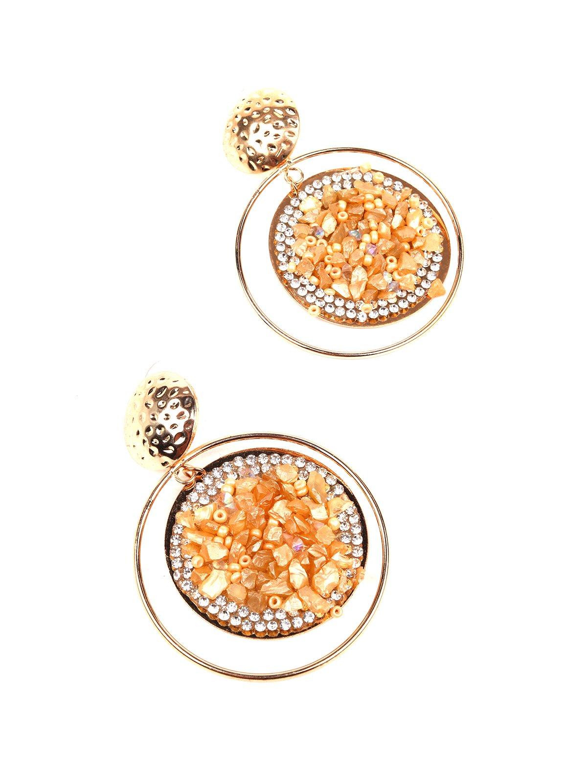Women's Rounded Orange Studded Statement Earring