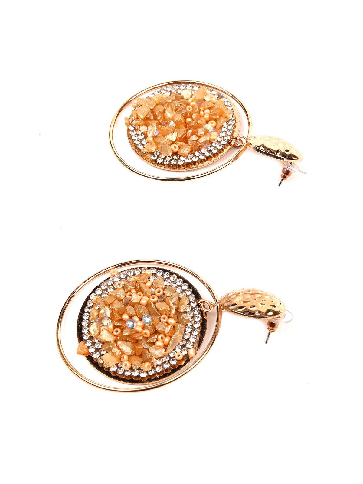 Women's Rounded Orange Studded Statement Earring