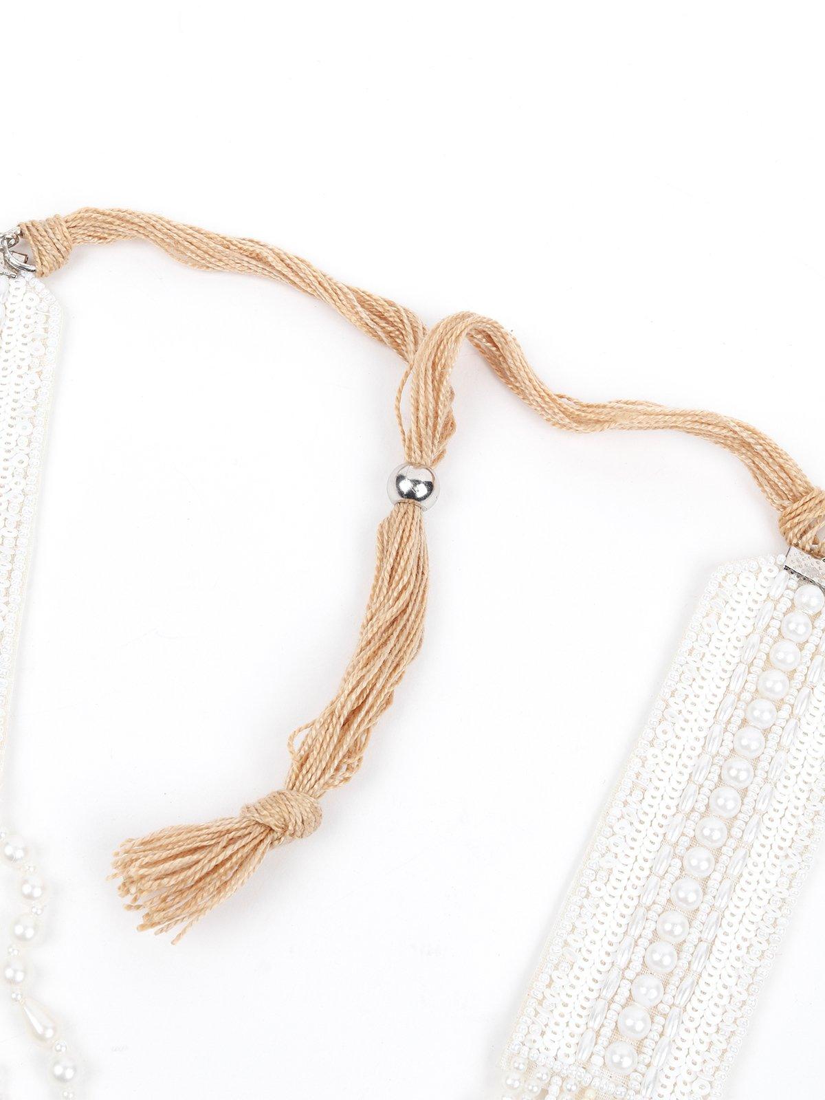 Women's Royal Multi-Strands White Beaded Necklac