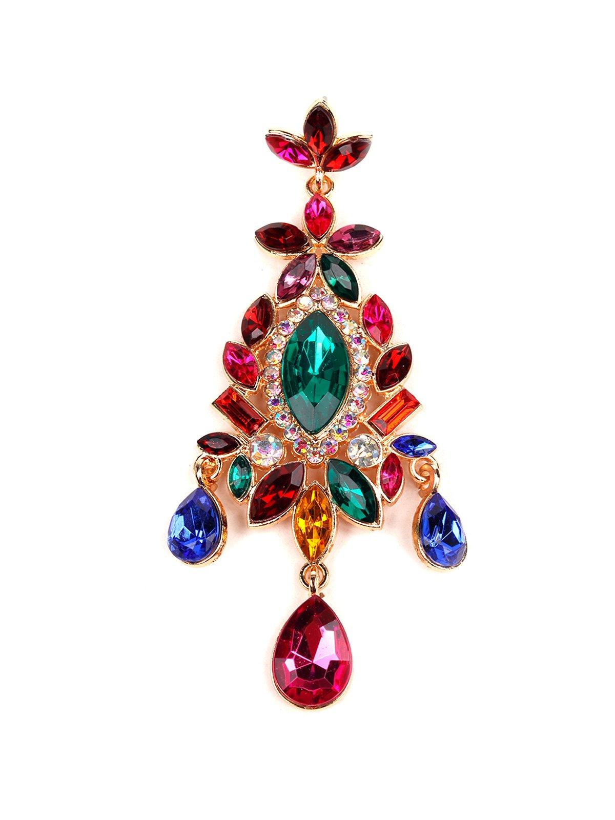 Women's Ruby Red Gemstone Embellished Statement Earring