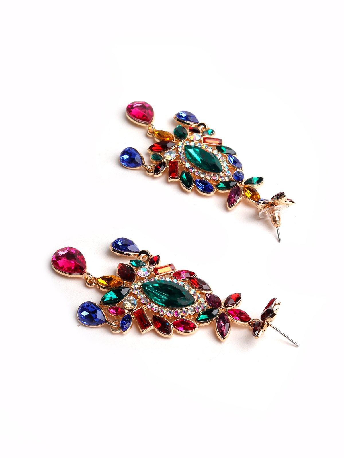 Women's Ruby Red Gemstone Embellished Statement Earring
