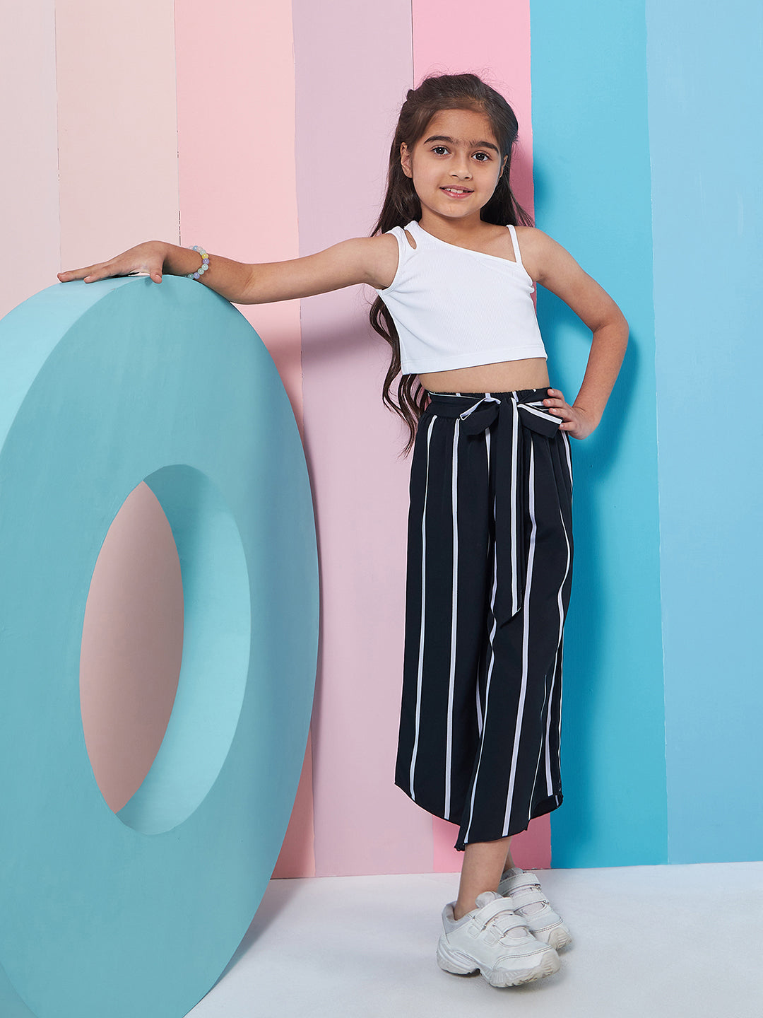 Girls Pure Cotton Crop Top With Trousers - PS Peaches