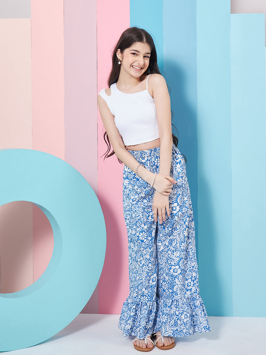 Girls Cut Out Crop Top With Palazzo - PS Peaches
