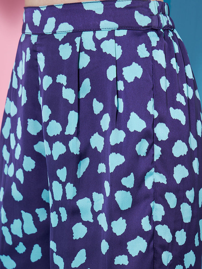 Girls Abstract Printed Crop Top With Trousers
