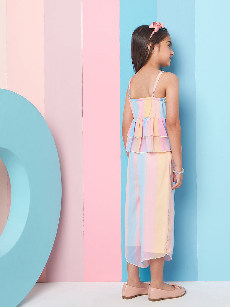 Girls Colourblocked Top With Trousers