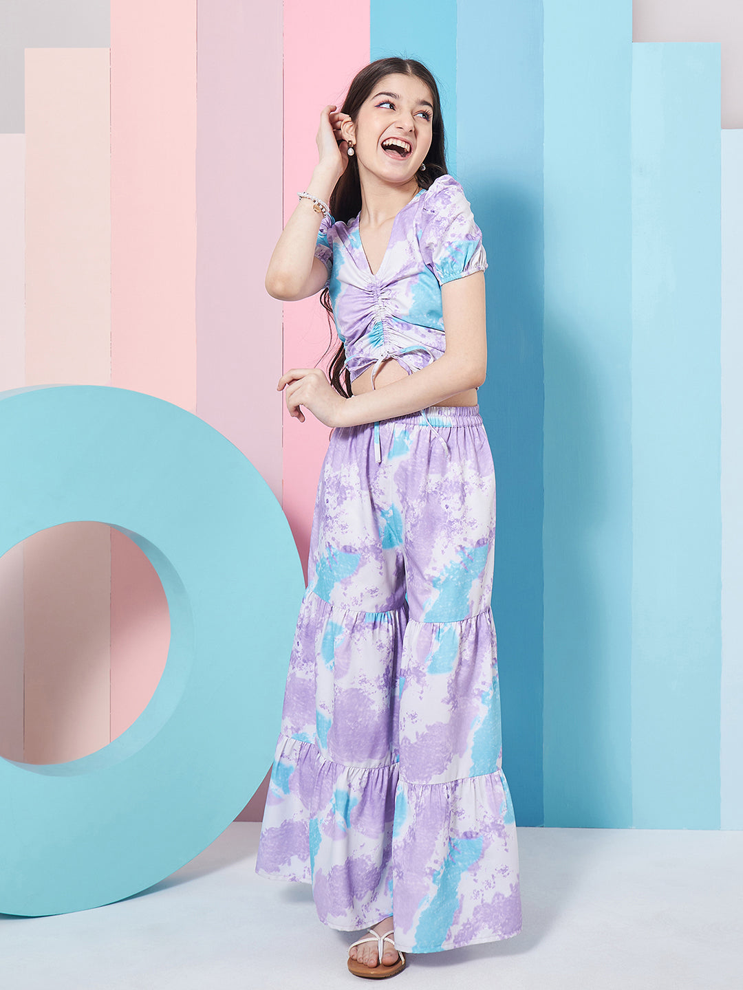 Girls Tie Dye Top With Trousers - PS Peaches