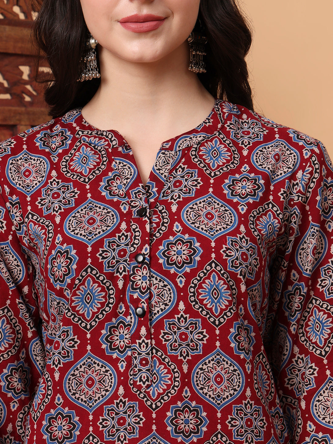 Women's Hand Block Ajrak Printed Kurta S2004