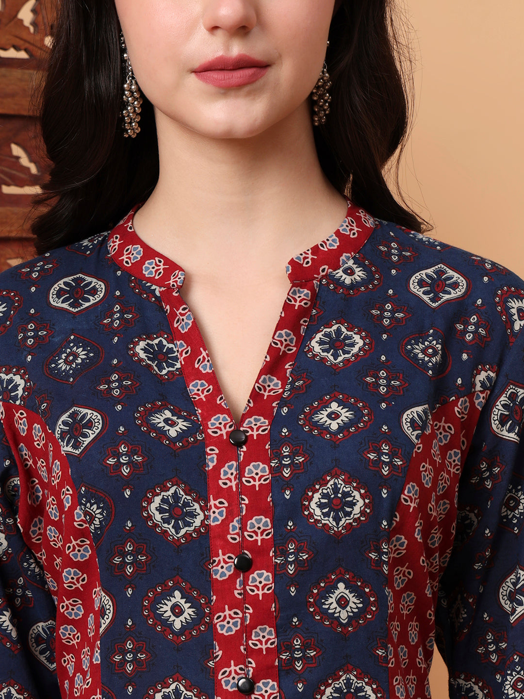 Women's Hand Block Vegetable Prints Kalidar Kurta S2001