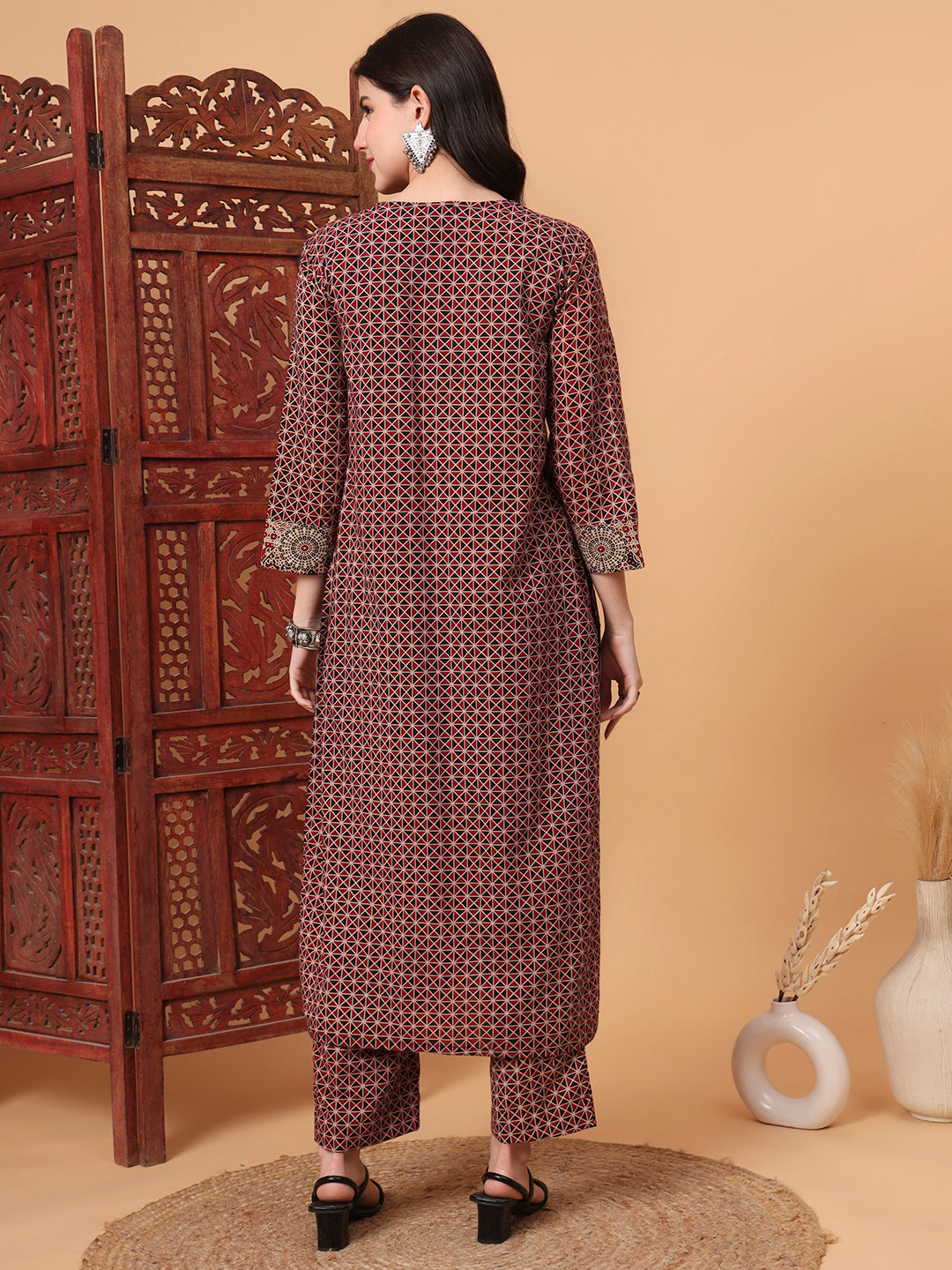 Women's Hand Block Vegetable Print Straight Kurta S2002