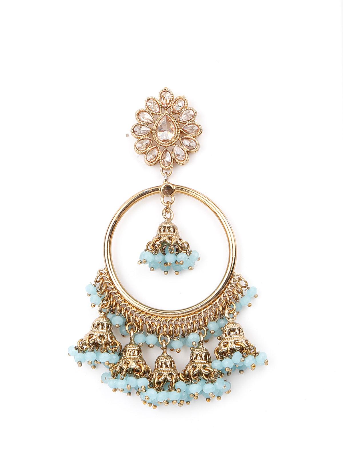 Women's Sea Blue Attractive Jhumki Earring
