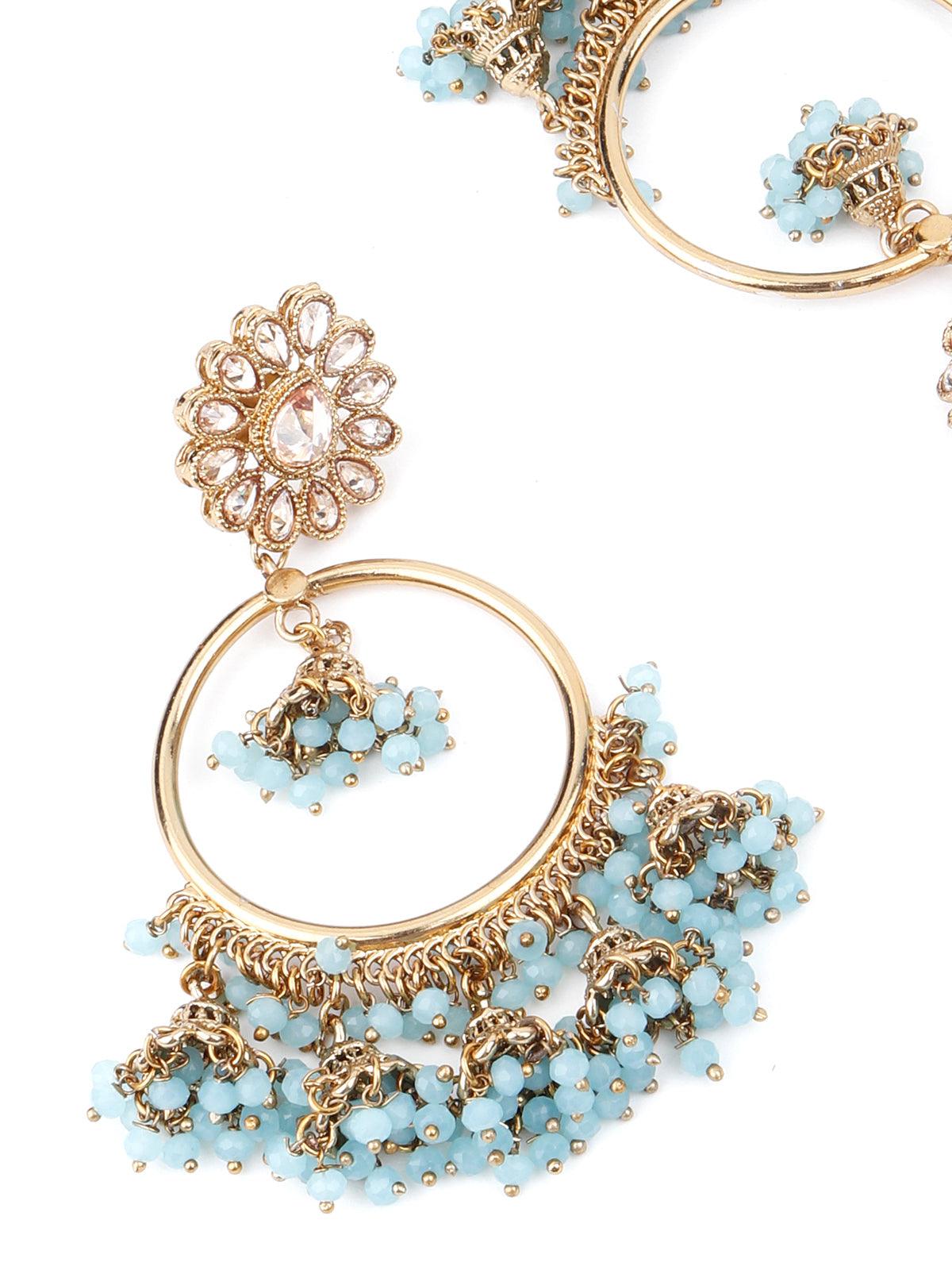 Women's Sea Blue Attractive Jhumki Earring