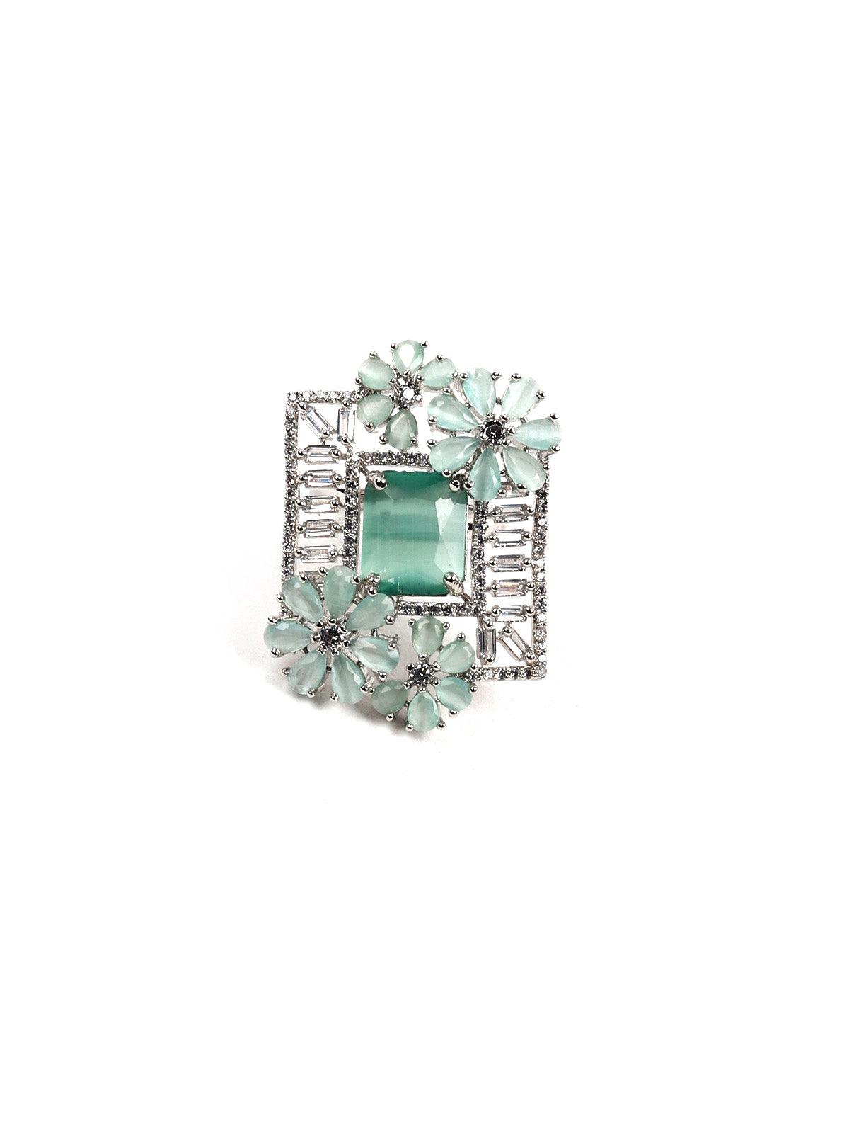 Women's Sea Green Embellished Rin
