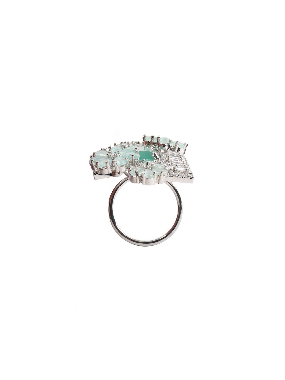 Women's Sea Green Embellished Rin