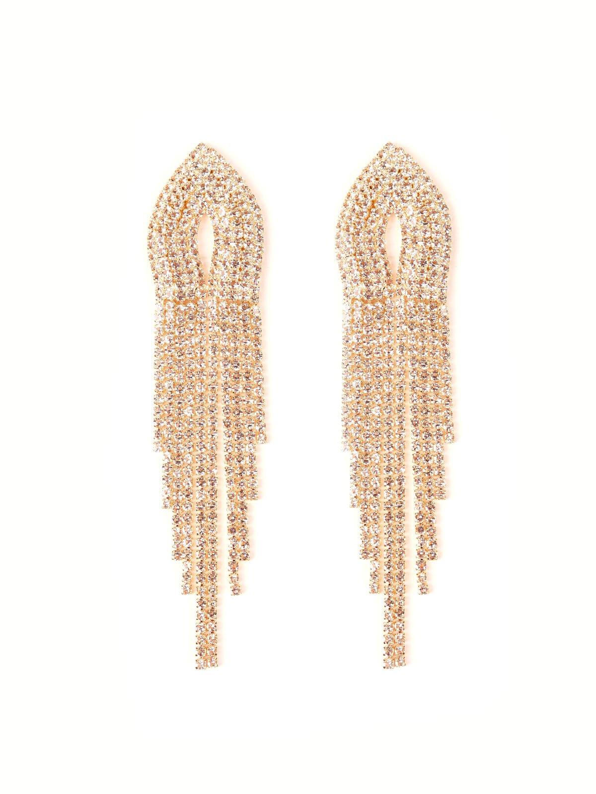 Women's Shimmering Shining Crystal Drop Tassel Earring