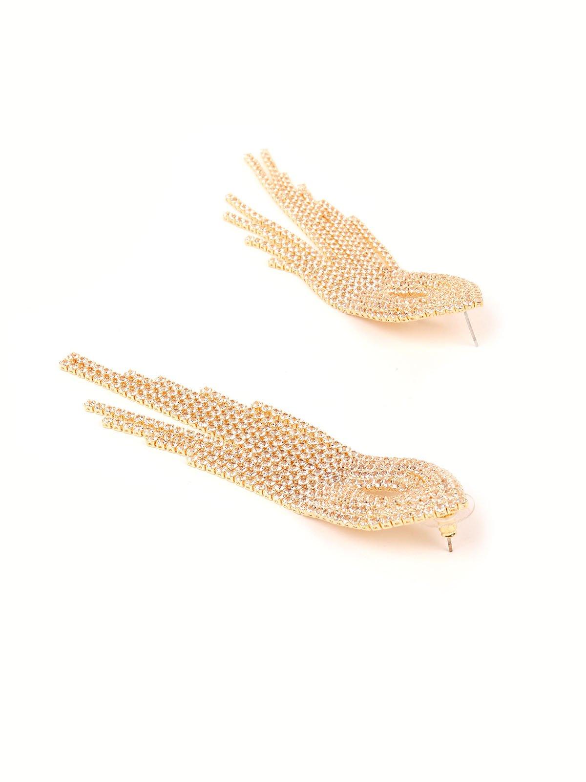 Women's Shimmering Shining Crystal Drop Tassel Earring