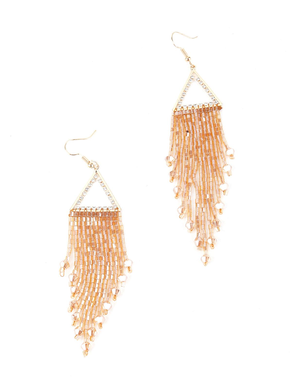 Women's Shimmery Golden Crystal Dangle Earring