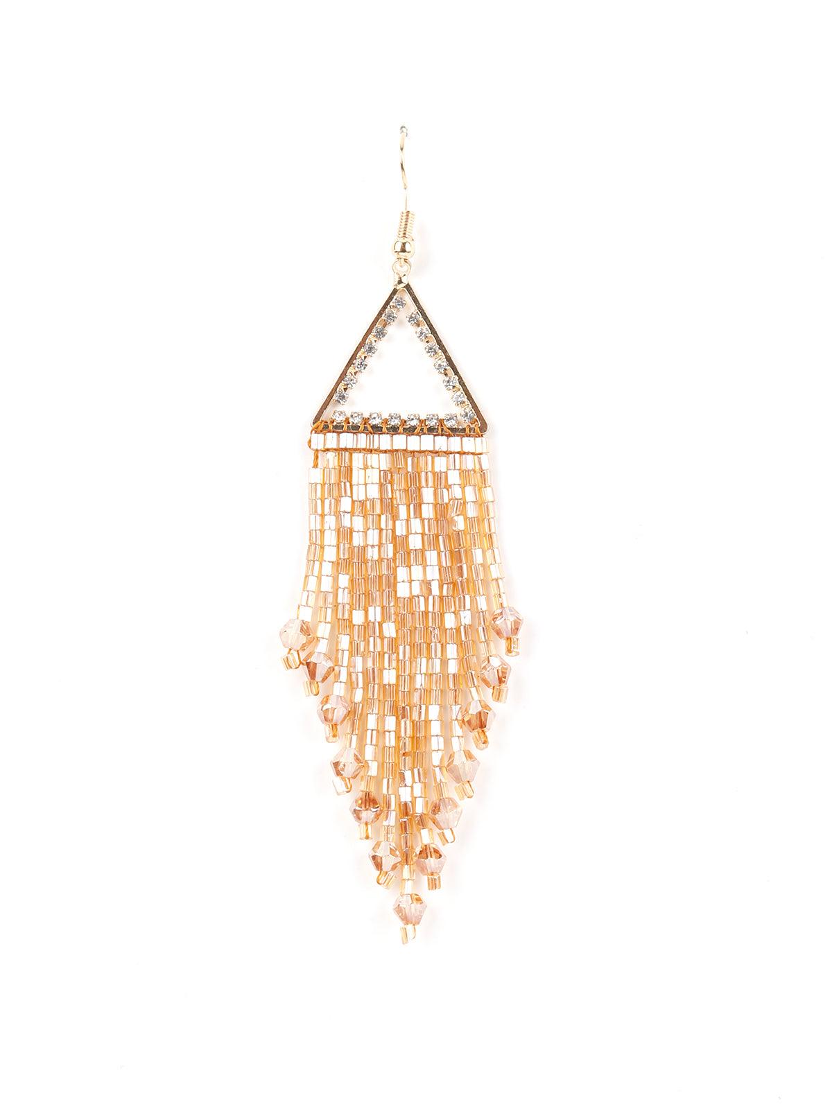 Women's Shimmery Golden Crystal Dangle Earring