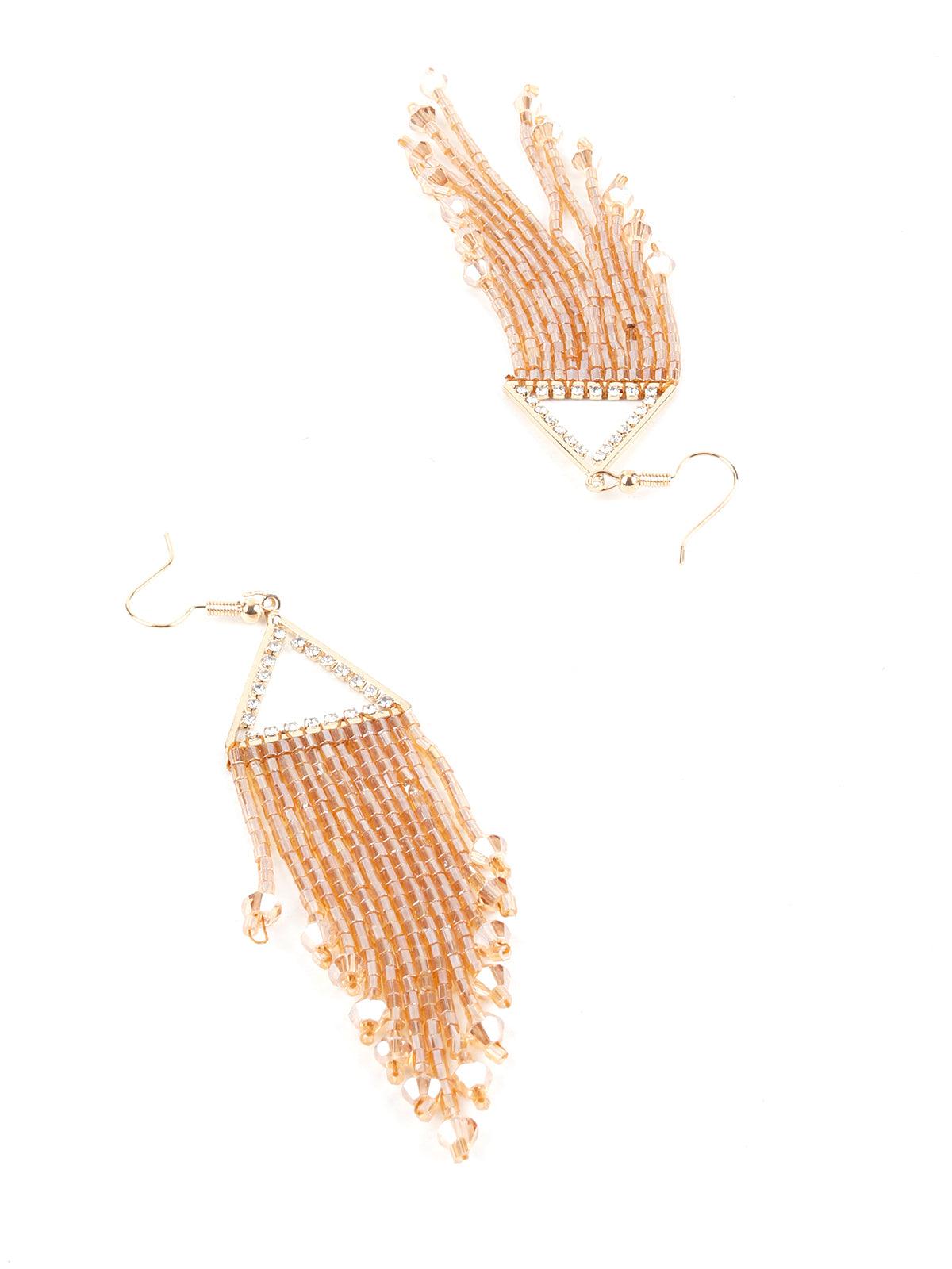 Women's Shimmery Golden Crystal Dangle Earring