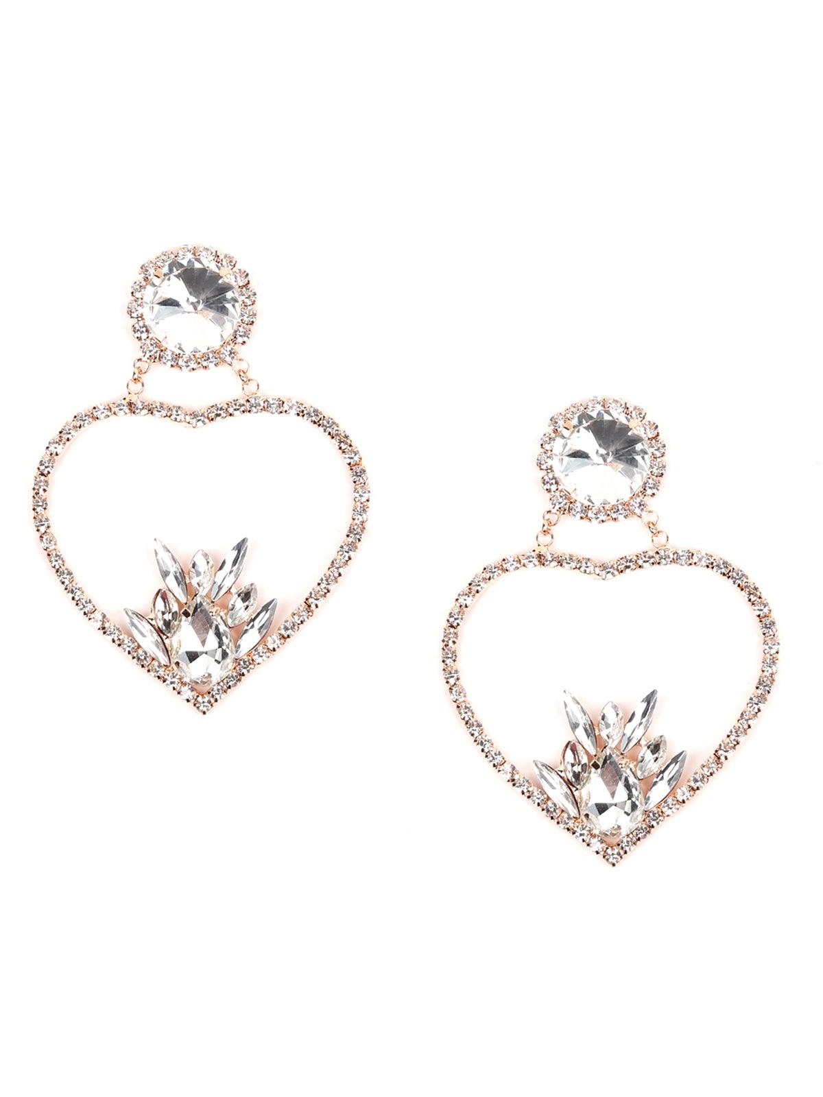 Women's Silhouette Of Heart Shape Crystal Earring