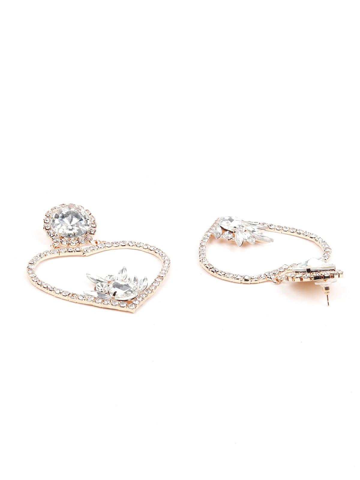 Women's Silhouette Of Heart Shape Crystal Earring