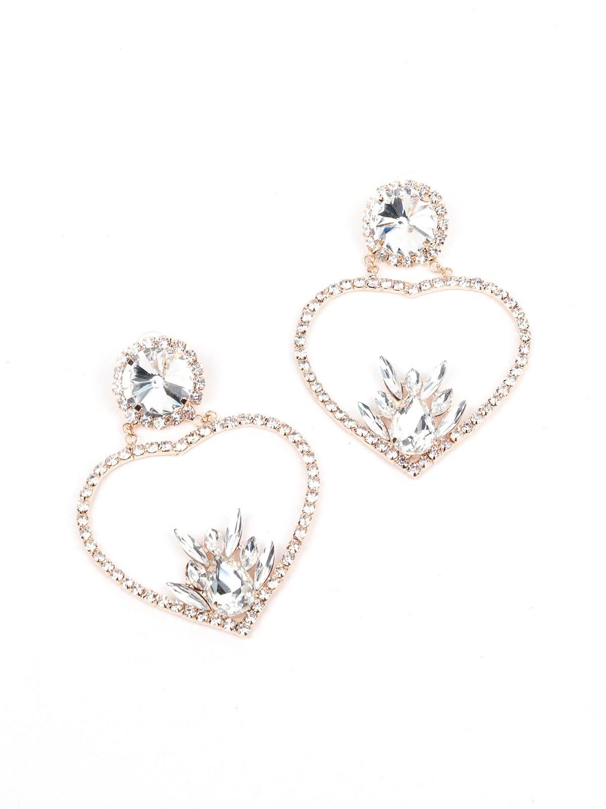 Women's Silhouette Of Heart Shape Crystal Earring