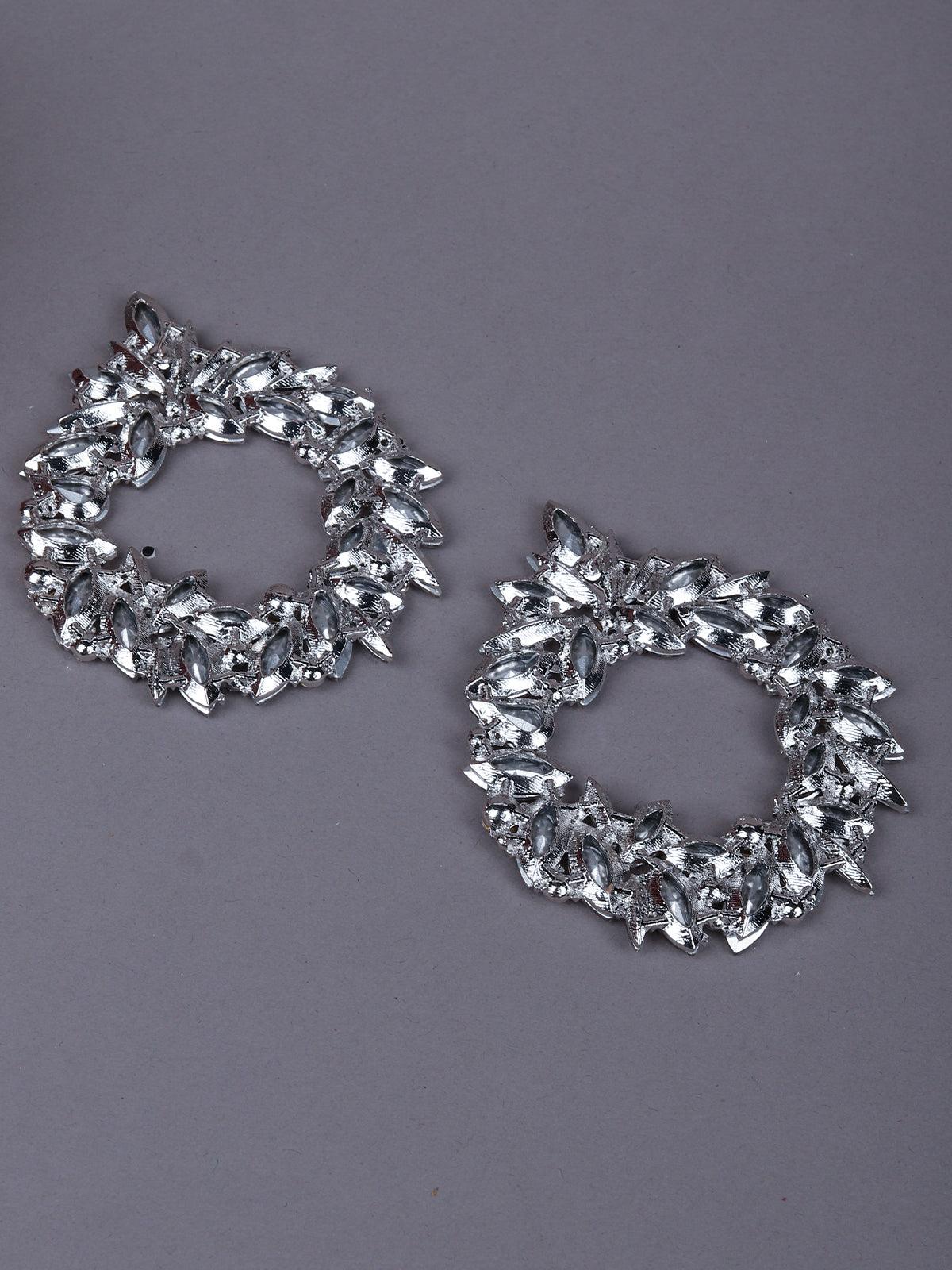 Women's Silver Crystal-Embellished Hoop Earring