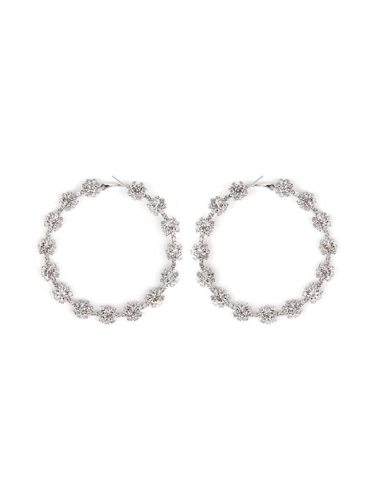 Women's Silver Crystal Hoop Earring