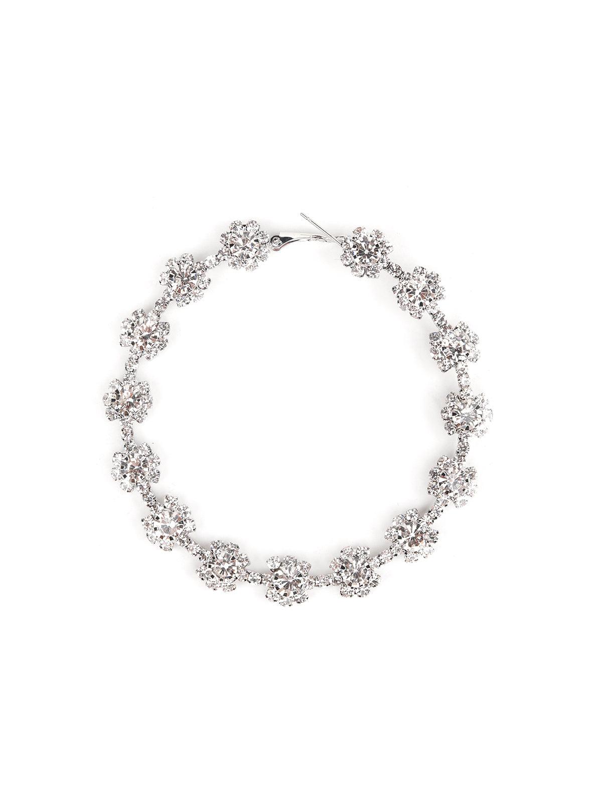Women's Silver Crystal Hoop Earring