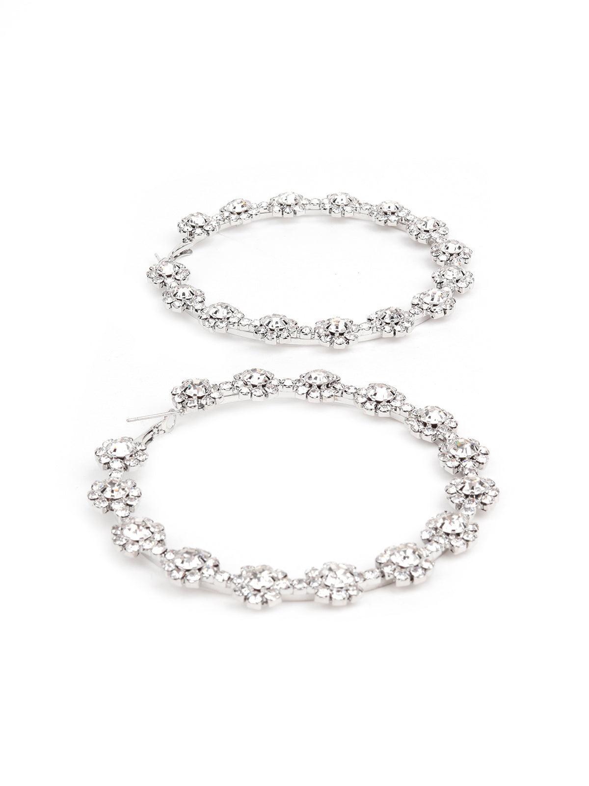 Women's Silver Crystal Hoop Earring