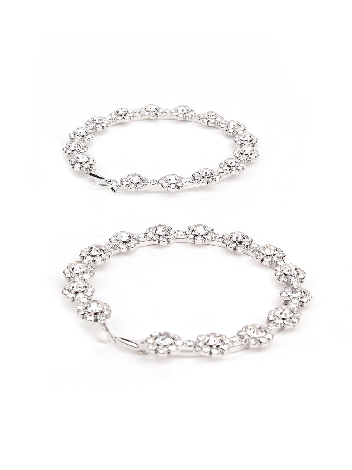 Women's Silver Crystal Hoop Earring