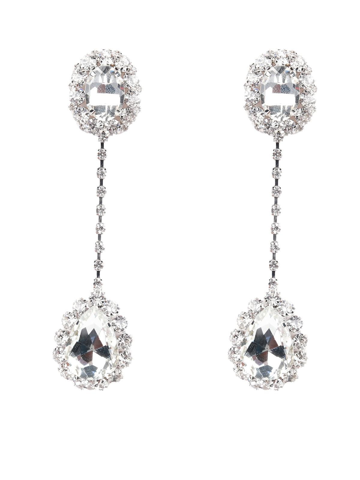 Women's Silver Crystal Statement Drop Earring