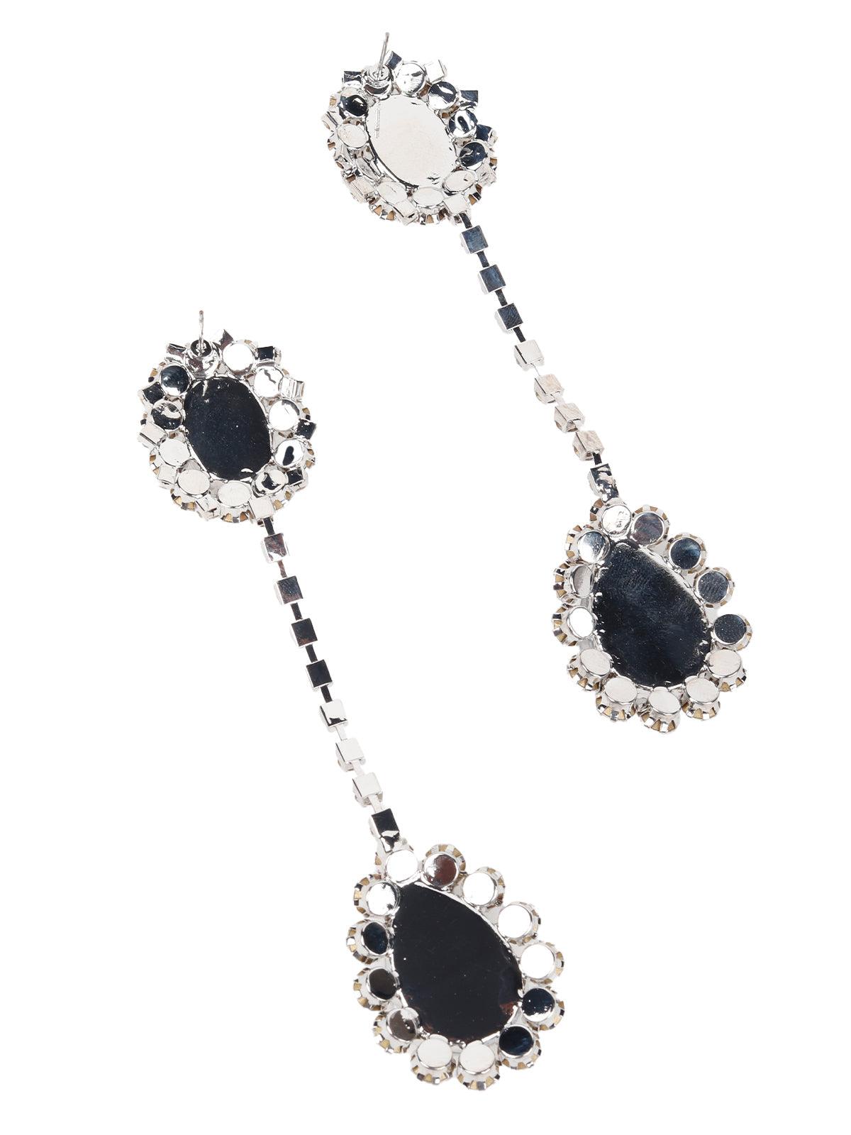 Women's Silver Crystal Statement Drop Earring