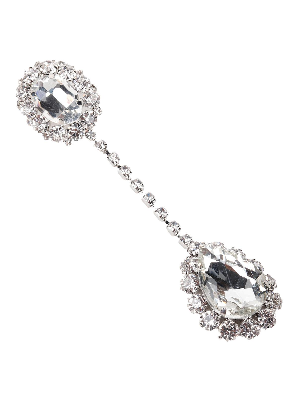 Women's Silver Crystal Statement Drop Earring