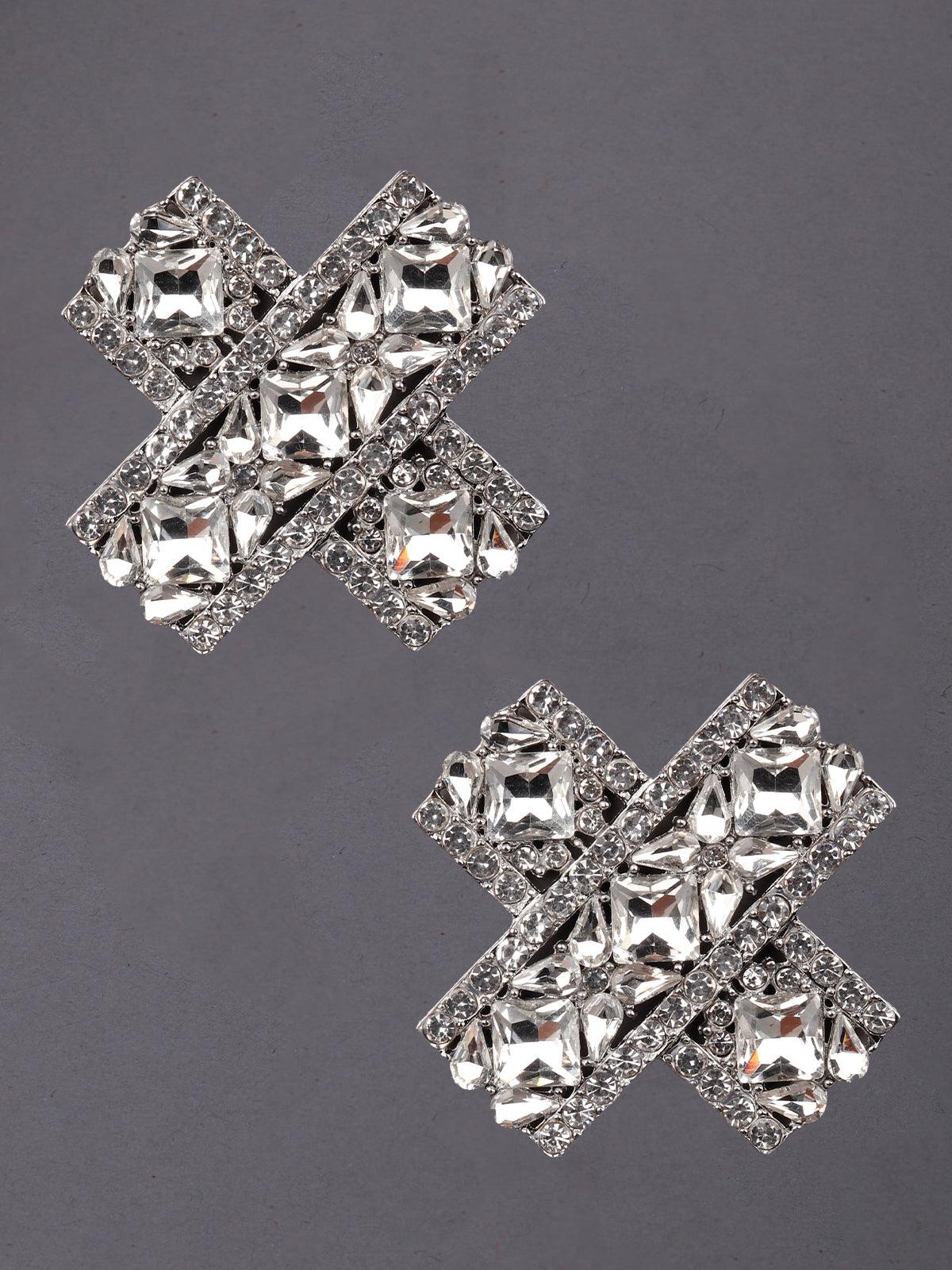 Women's Silver Crystal Statement Earring