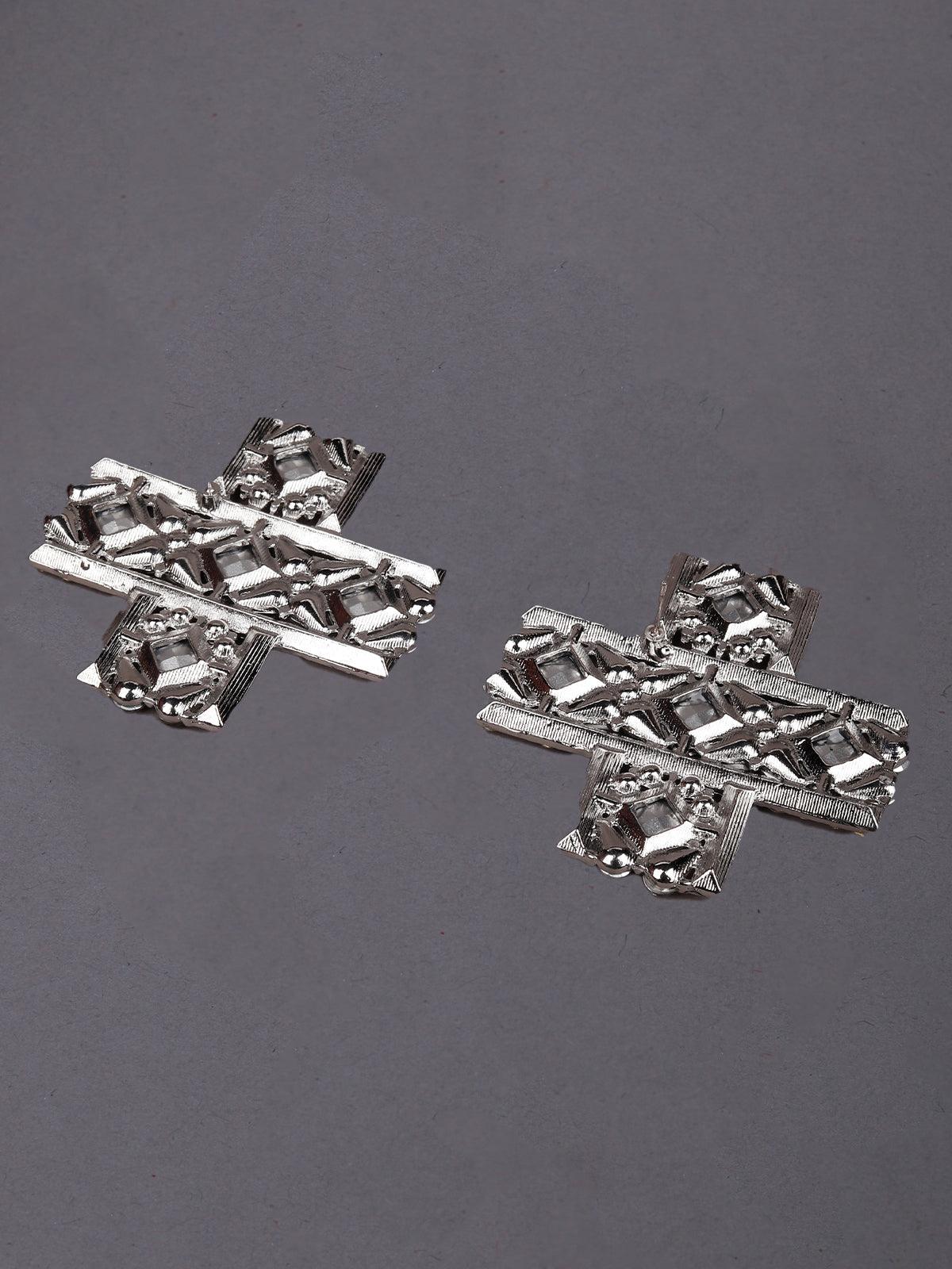 Women's Silver Crystal Statement Earring