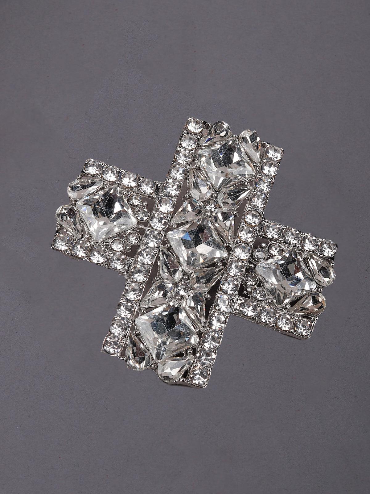 Women's Silver Crystal Statement Earring