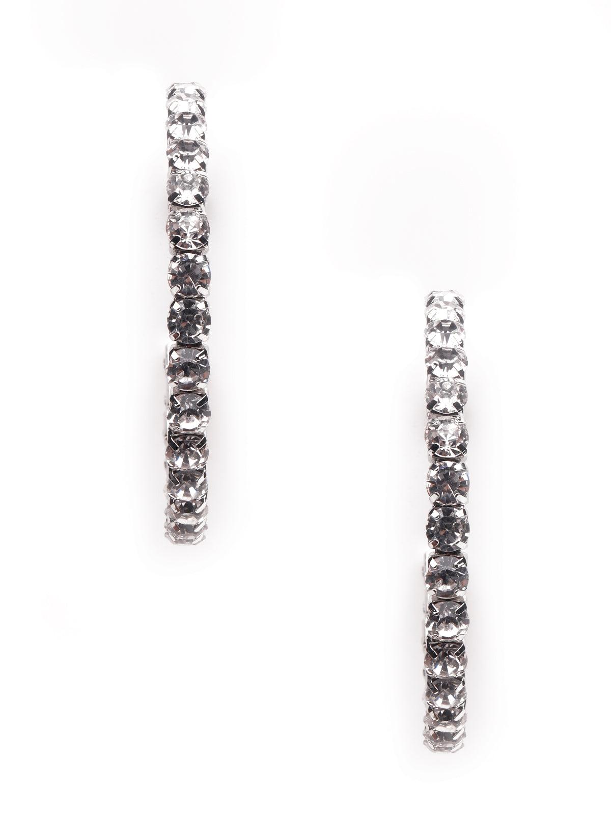 Women's Silver-Studded Hoop Earrin