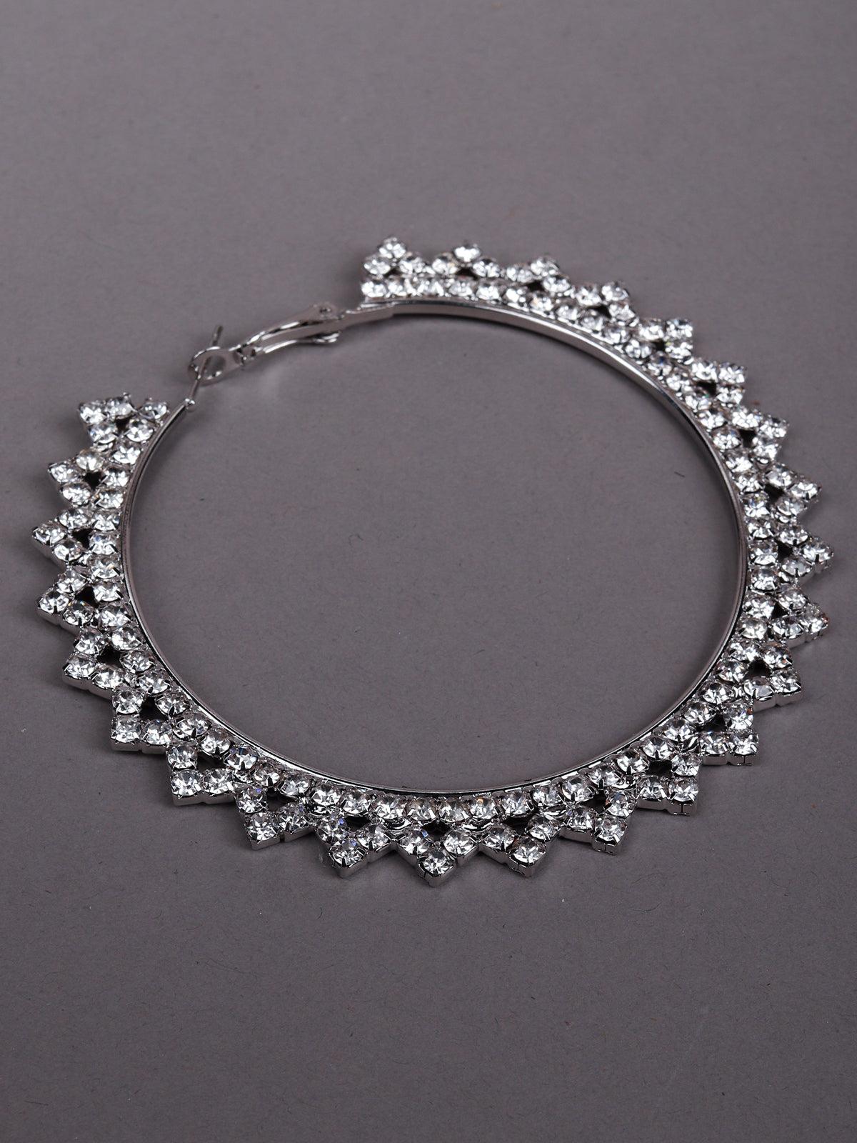 Women's Silver-Studded Royal Hoop Earring