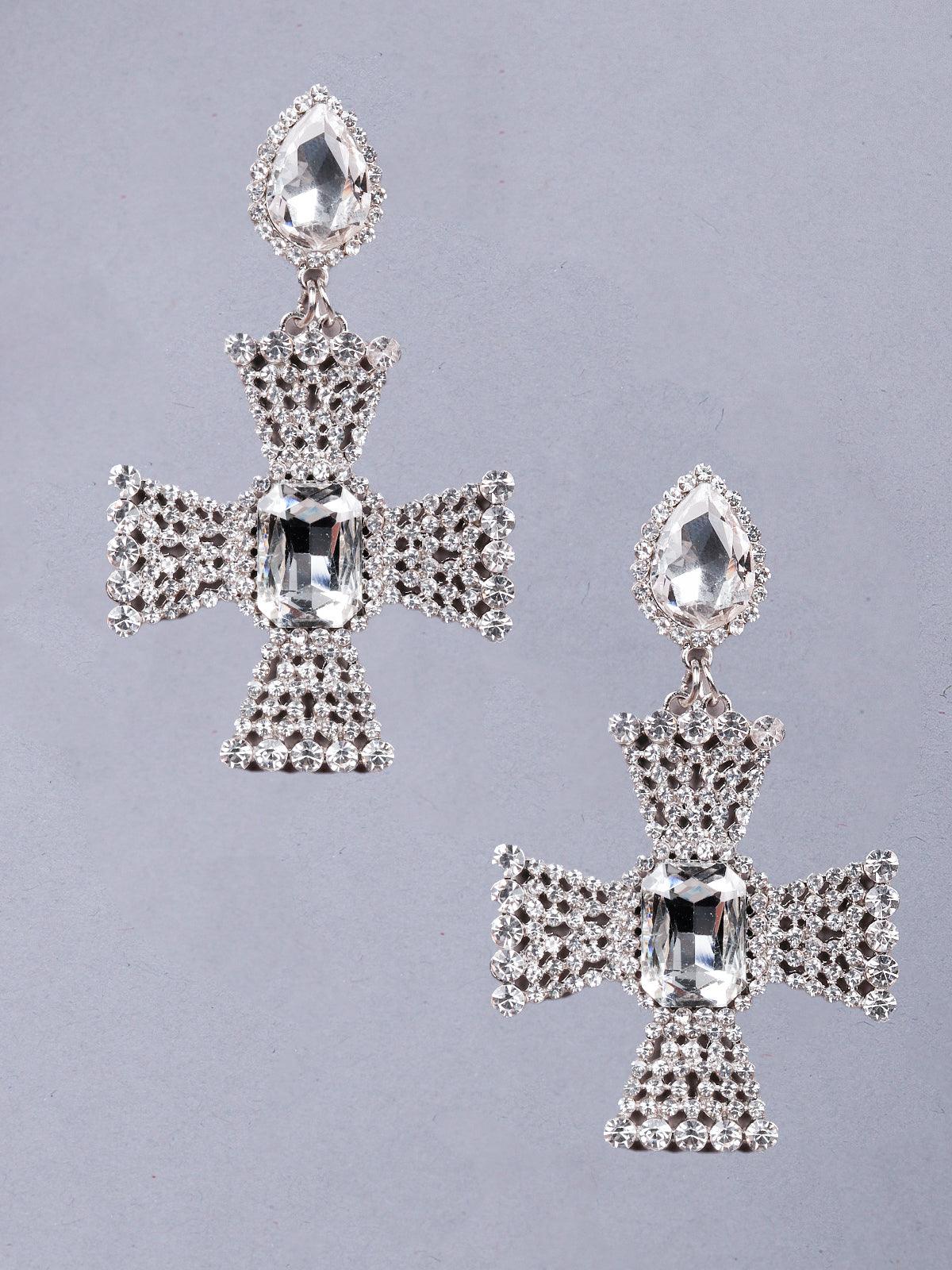 Women's Silver-Tone Crystal-Embellished Earrings