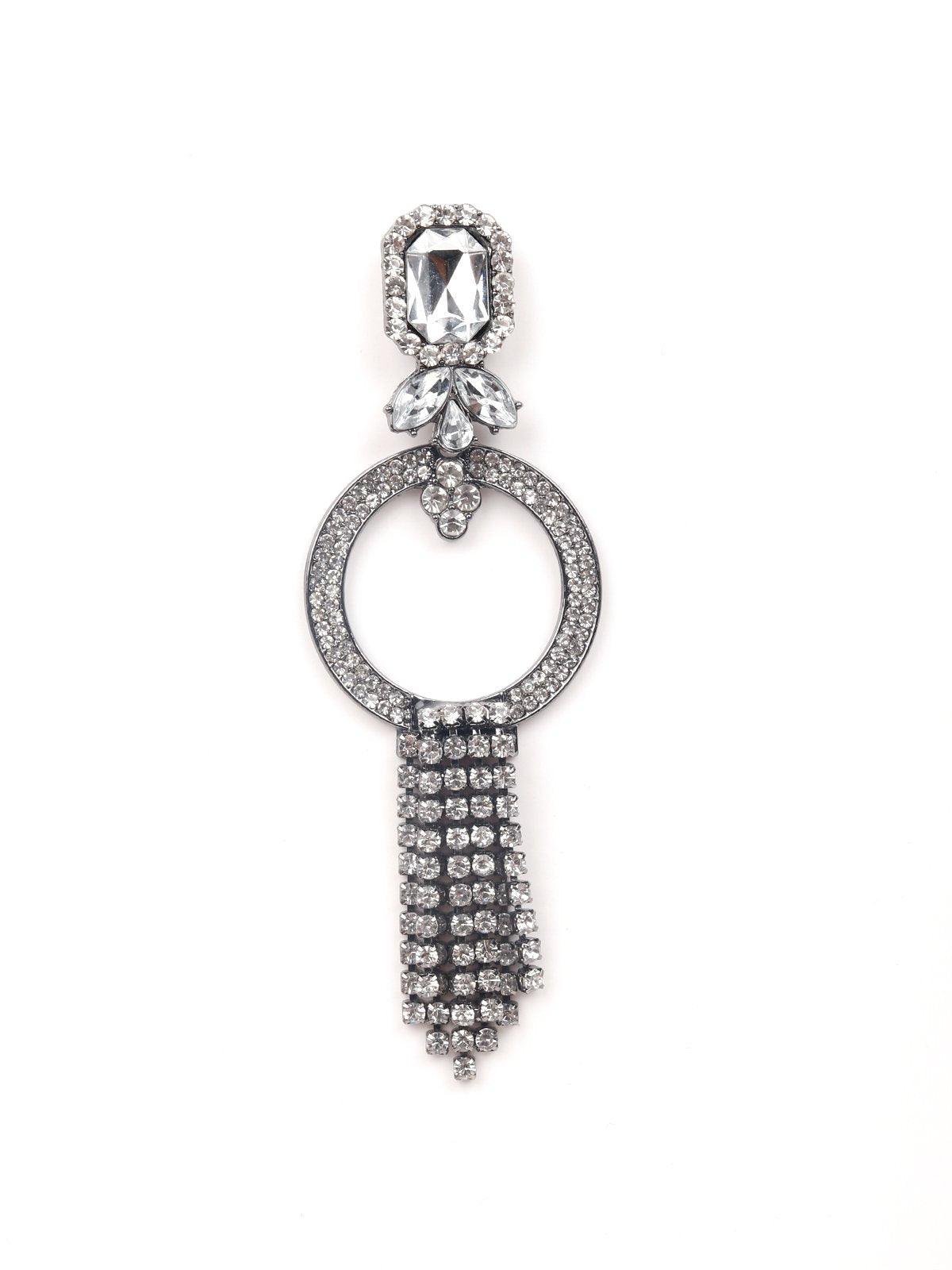 Women's Silver-Tone Hoop With Tassels Earring